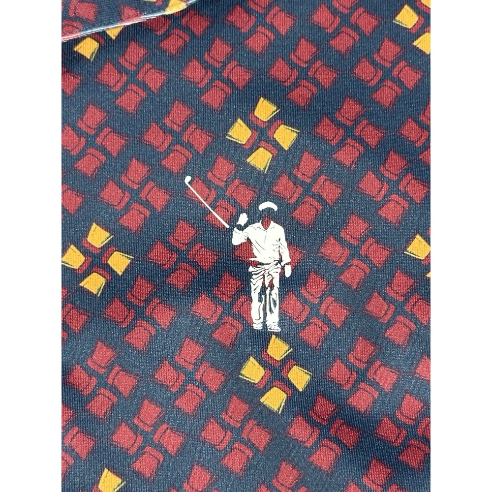 William Murray Golf Polo Shirt Men’s Medium Geometric Print Burgundy Navy - Picture 3 of 6